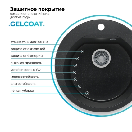 Мойка кухонная POLYGRAN ATOL 520 (космос №316)